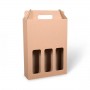 Caja de Cartón Marrón para 3 Botellas con Ventana
