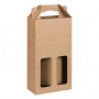 Caja de Cartón Marrón para 2 Botellas con Ventana