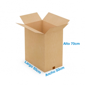 Caja de Cartón 50x50x70cm (Medidas Exteriores) Canal Doble Reforzado