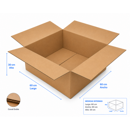 Caja de Cartón 60X60X30cm Canal Doble