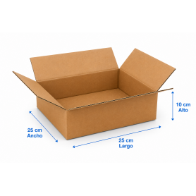 Caja de Cartón 25x25x10cm Canal Sencillo