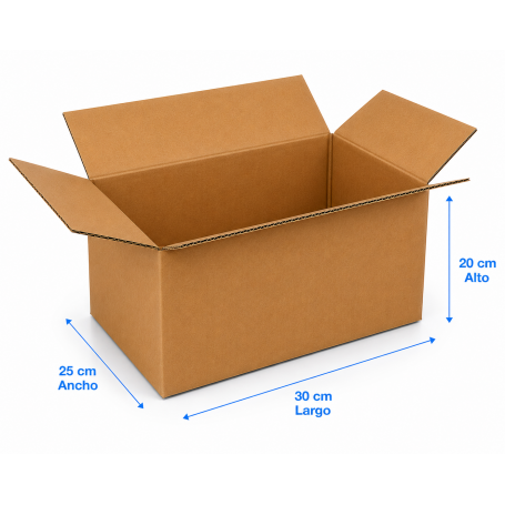 Caja de Cartón 30x25x20cm Canal Sencillo